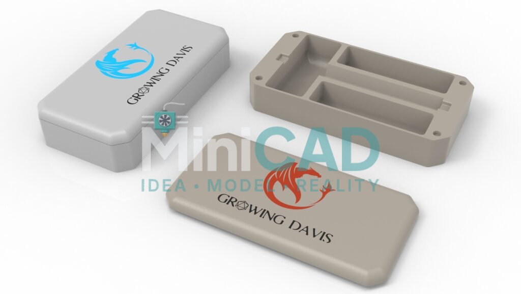 Custom PCB Enclosure Design — 3D Printed Project Box with Vents, USB Ports & Screw Lid — view 3