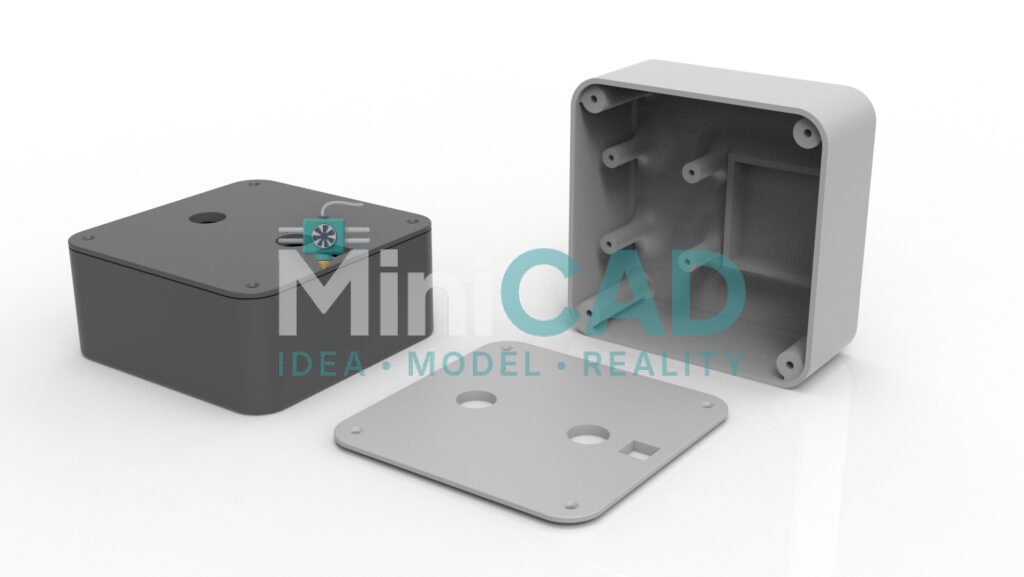 Custom PCB Enclosure Design — 3D Printed Project Box with Vents, USB Ports & Screw Lid — view 2
