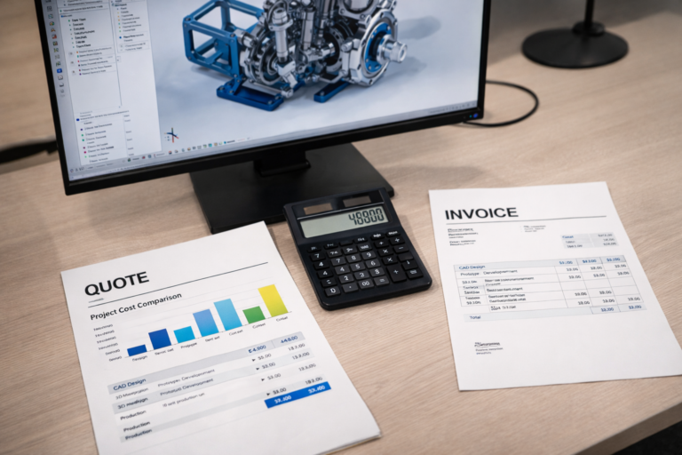 cad design pricing breakdown chart with project cost comparison