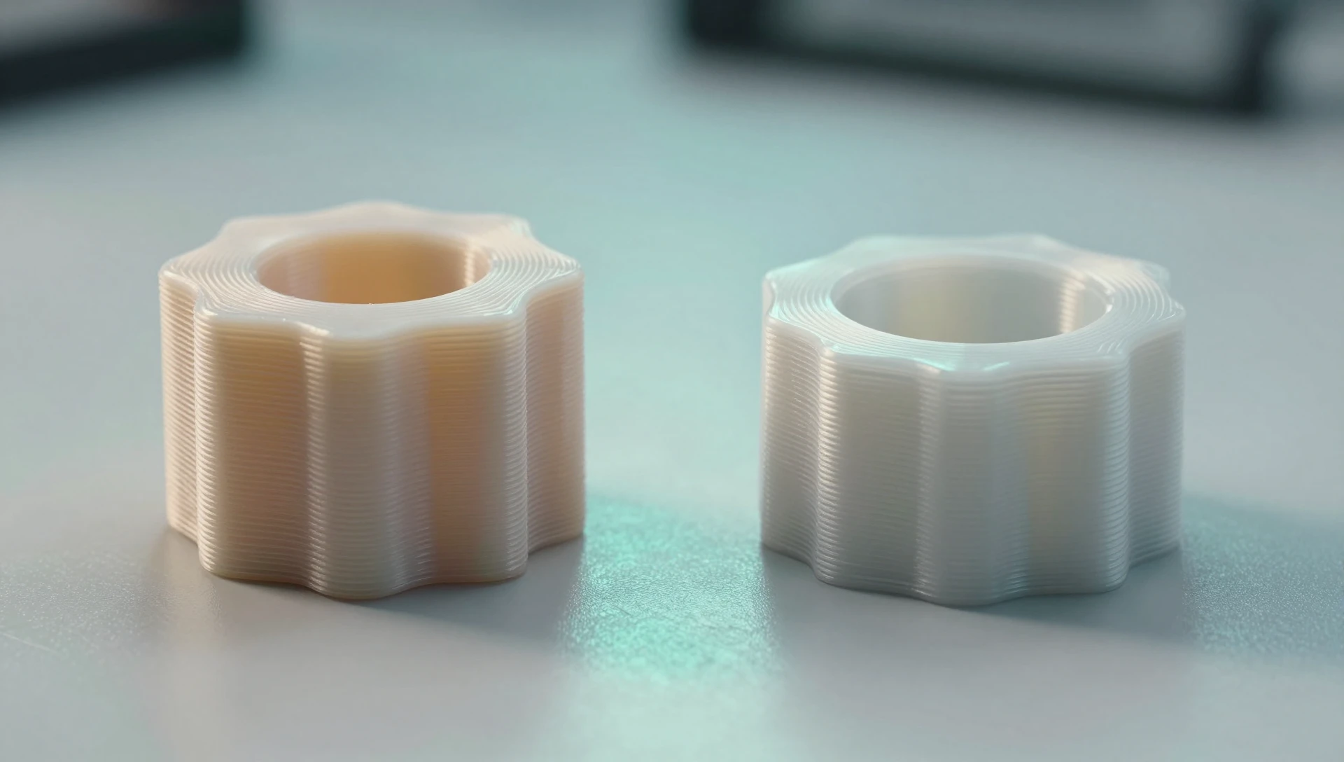 Design for Injection Molding vs 3D Printing — Honest Guide 3 3D printed prototype versus injection molded production part side-by-side comparison showing surface quality difference on engineering workbench