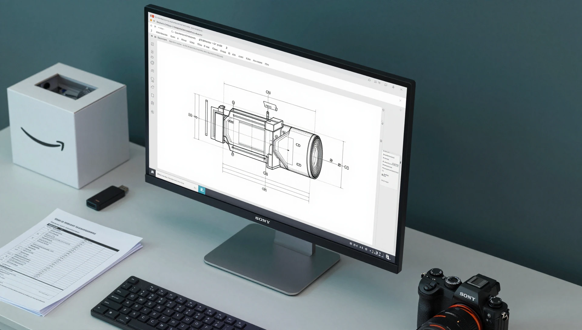 Amazon FBA Product Development — The Smart Seller Roadmap 4 technical drawing and manufacturing file package on engineer desk for Amazon FBA product supplier submission