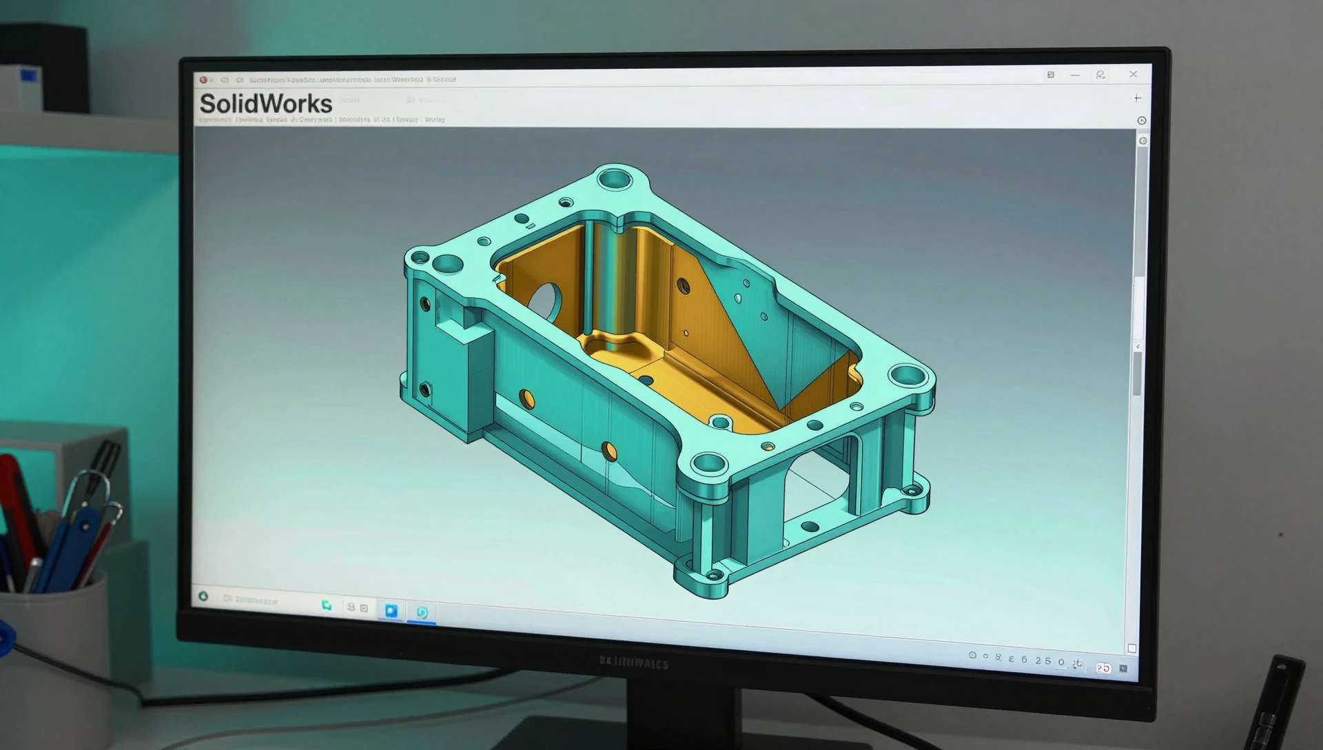 Design for Injection Molding vs 3D Printing — Honest Guide 2 Design for injection molding vs 3D printing — SolidWorks draft angle analysis showing color-coded draft regions on an ABS housing component