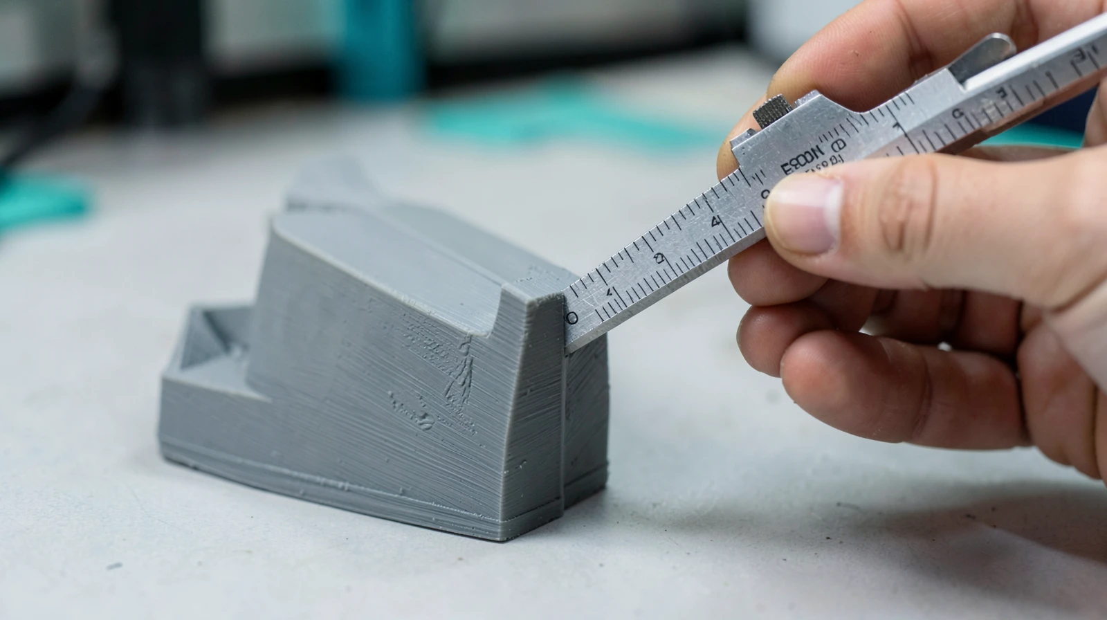 How to Prototype a Product — The Proven Step-by-Step Guide 4 Measuring a 3D printed prototype part with digital calipers during testing