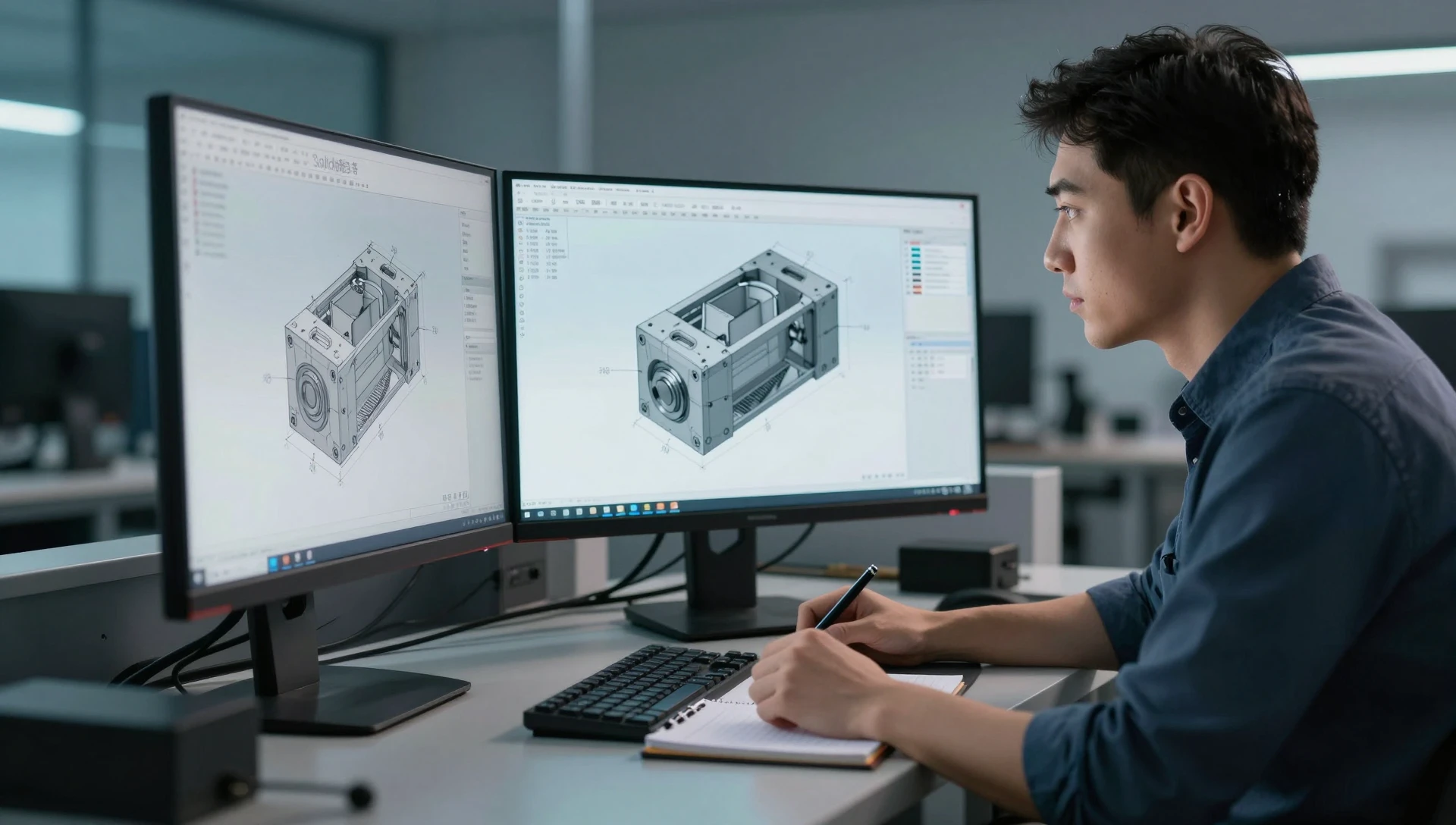 FDM vs SLA for Product Prototyping — Proven Engineer's Guide 4 Engineer preparing SolidWorks CAD file for FDM and SLA 3D printing — design rules and tolerances for fdm vs sla product prototyping